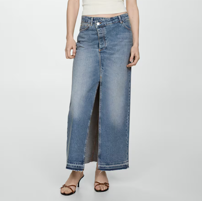 Mango Asymmetrical Denim Skirt